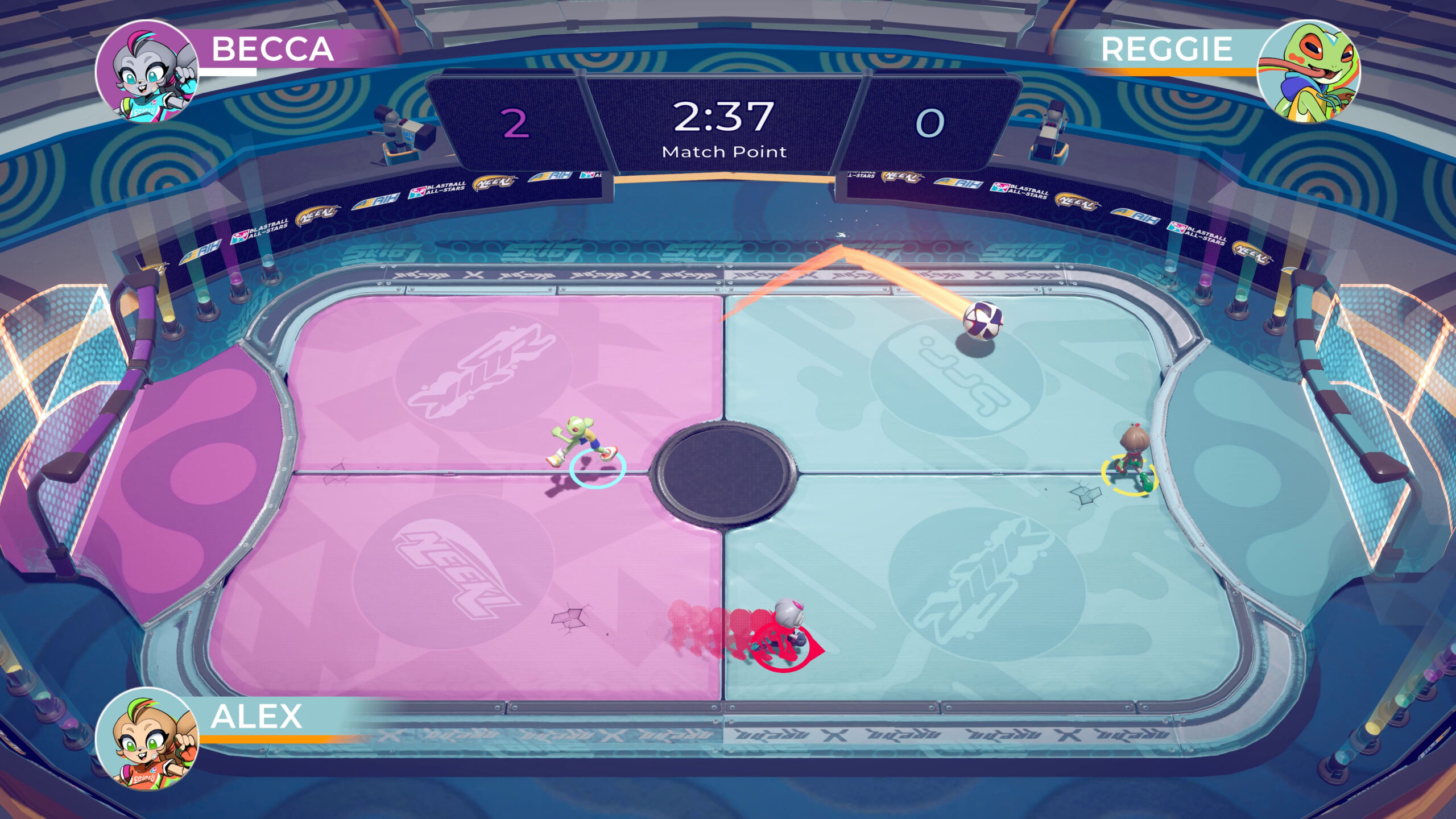 A soccer match in progress