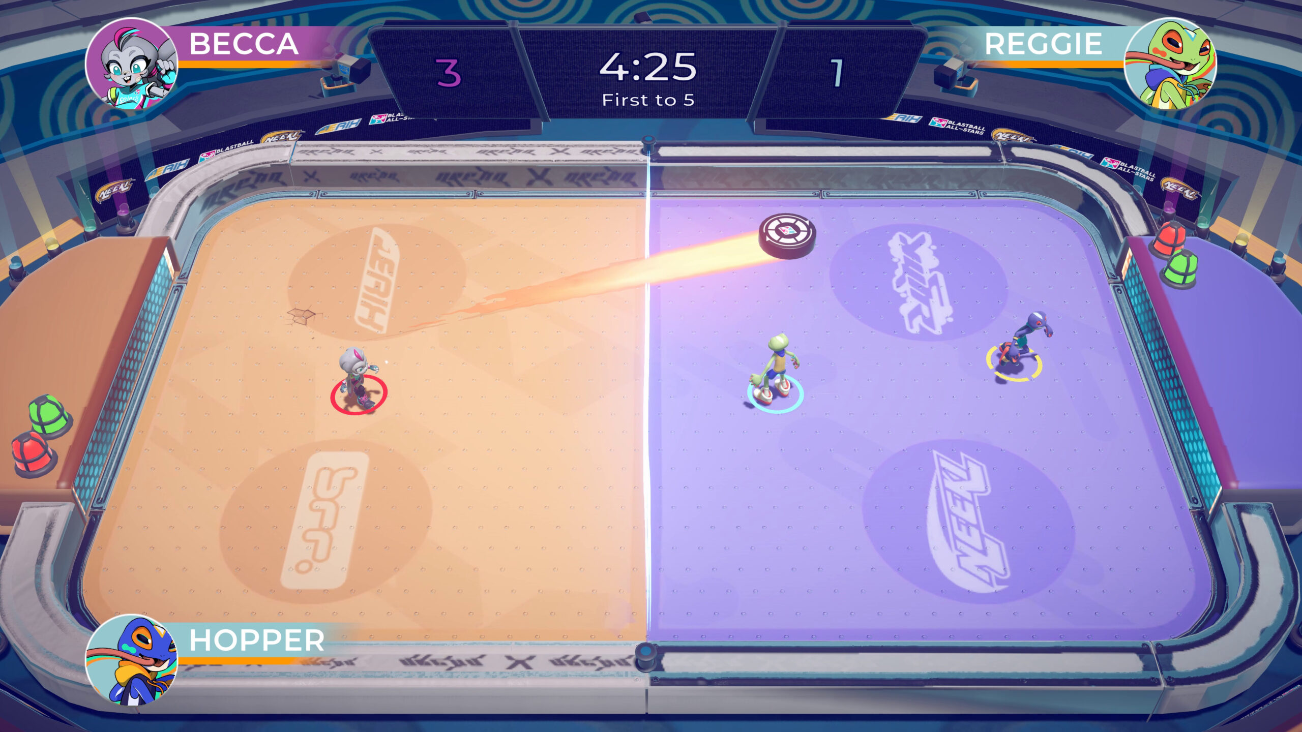 Run around on the air hockey table