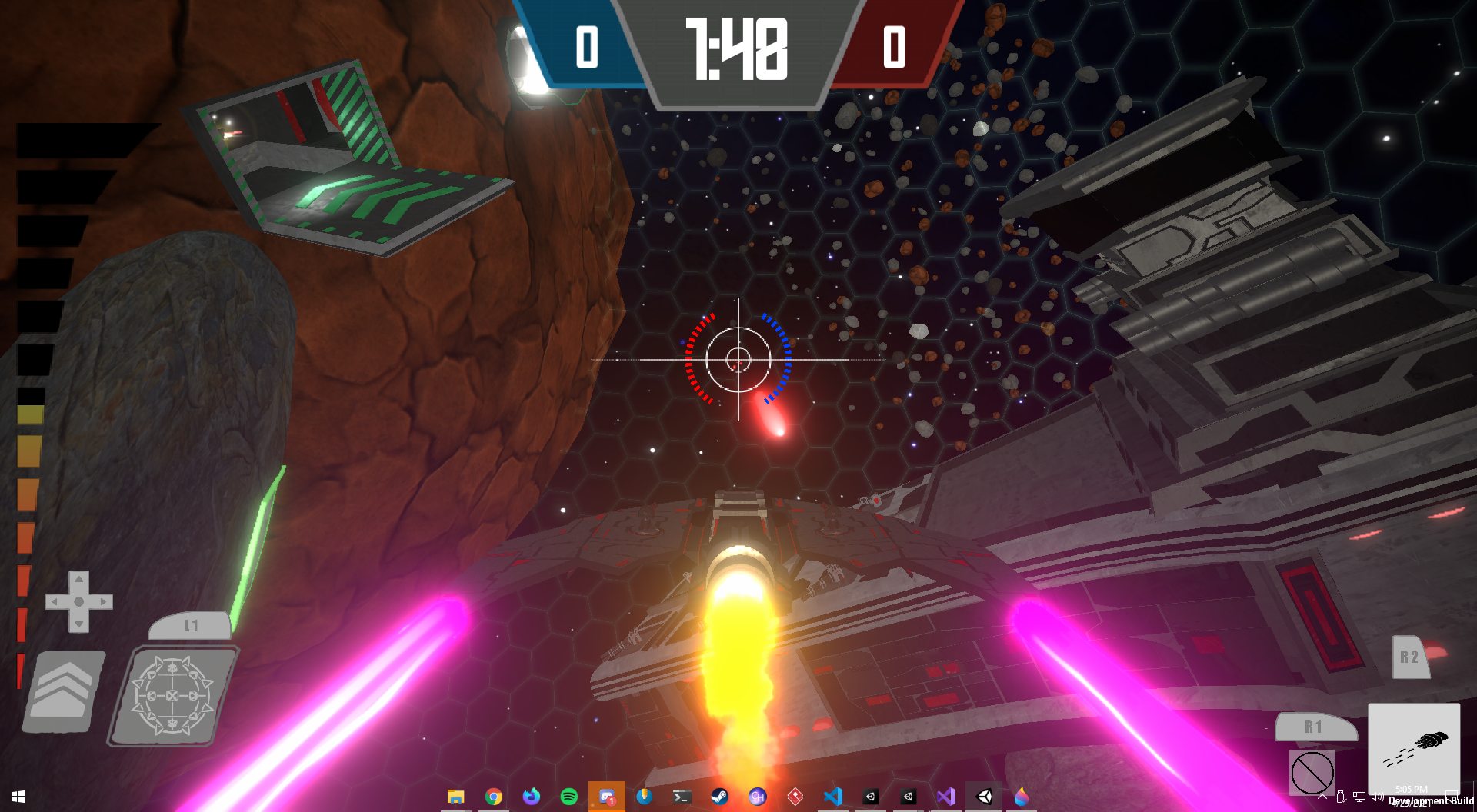 Shoot down your opponents with lasers or powerups